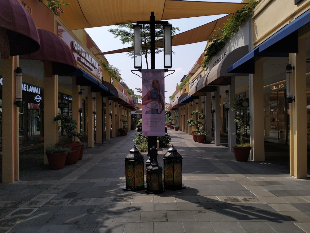 a city street with a canopy over the street