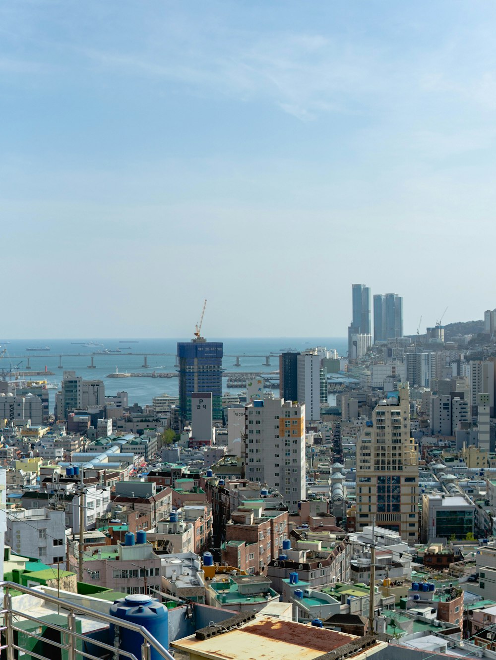 a view of a city from a tall building