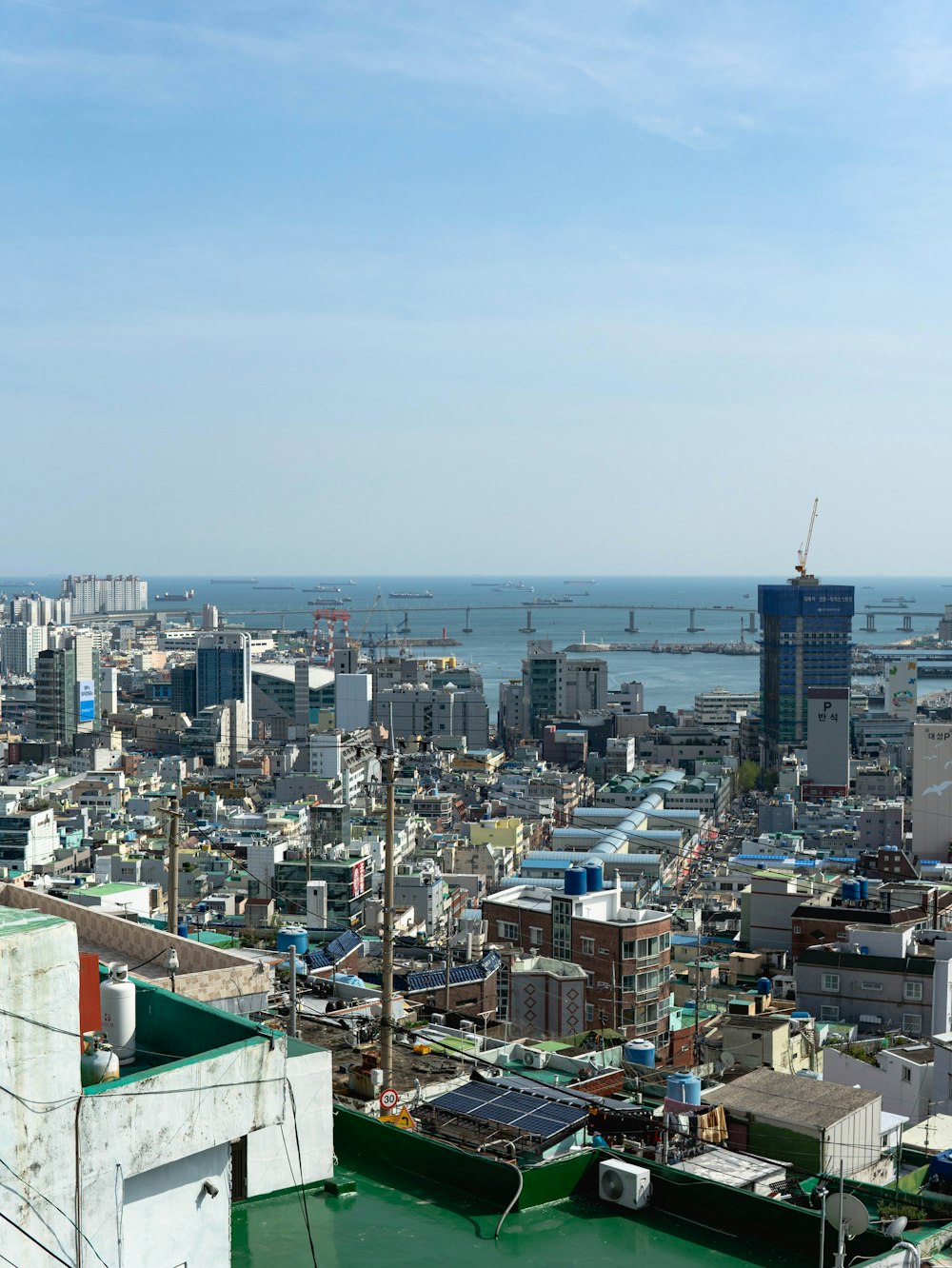 a view of a city from the top of a building