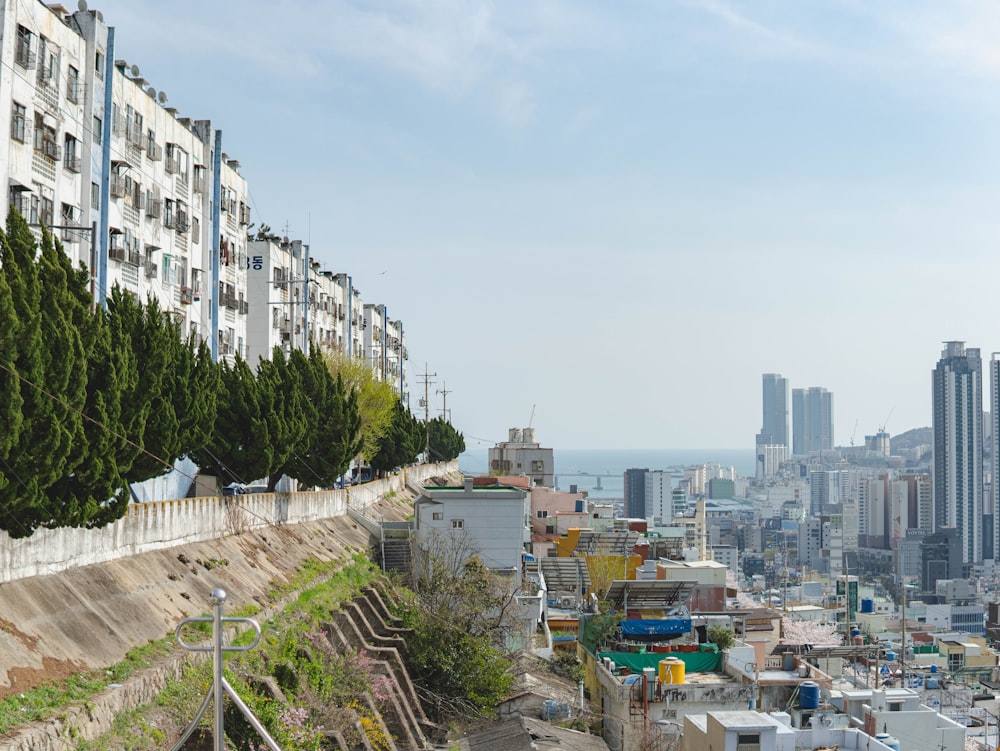 a view of a city from a hill