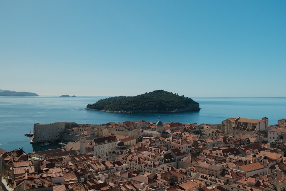 a small island in the middle of a large body of water