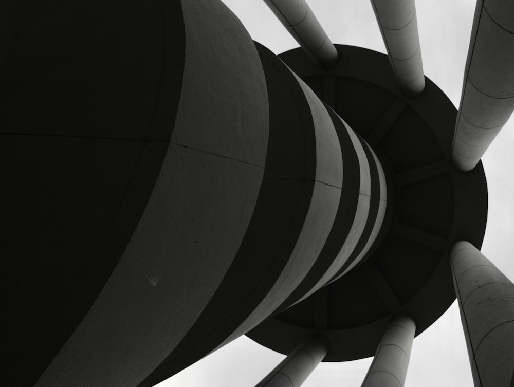 a black and white photo of a large object