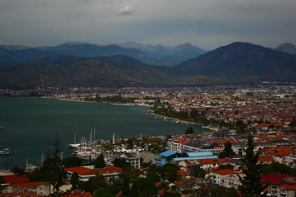 a large body of water surrounded by mountains