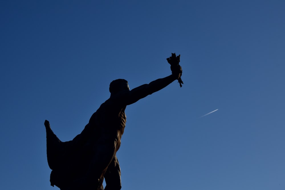 a statue of a man holding a bird in his hand