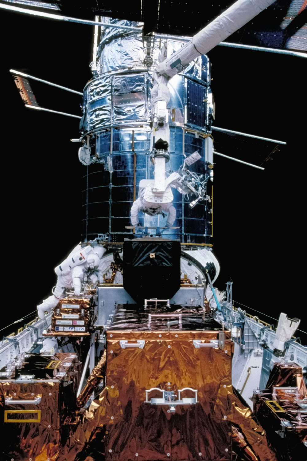 a space station with a large metal object on top of it