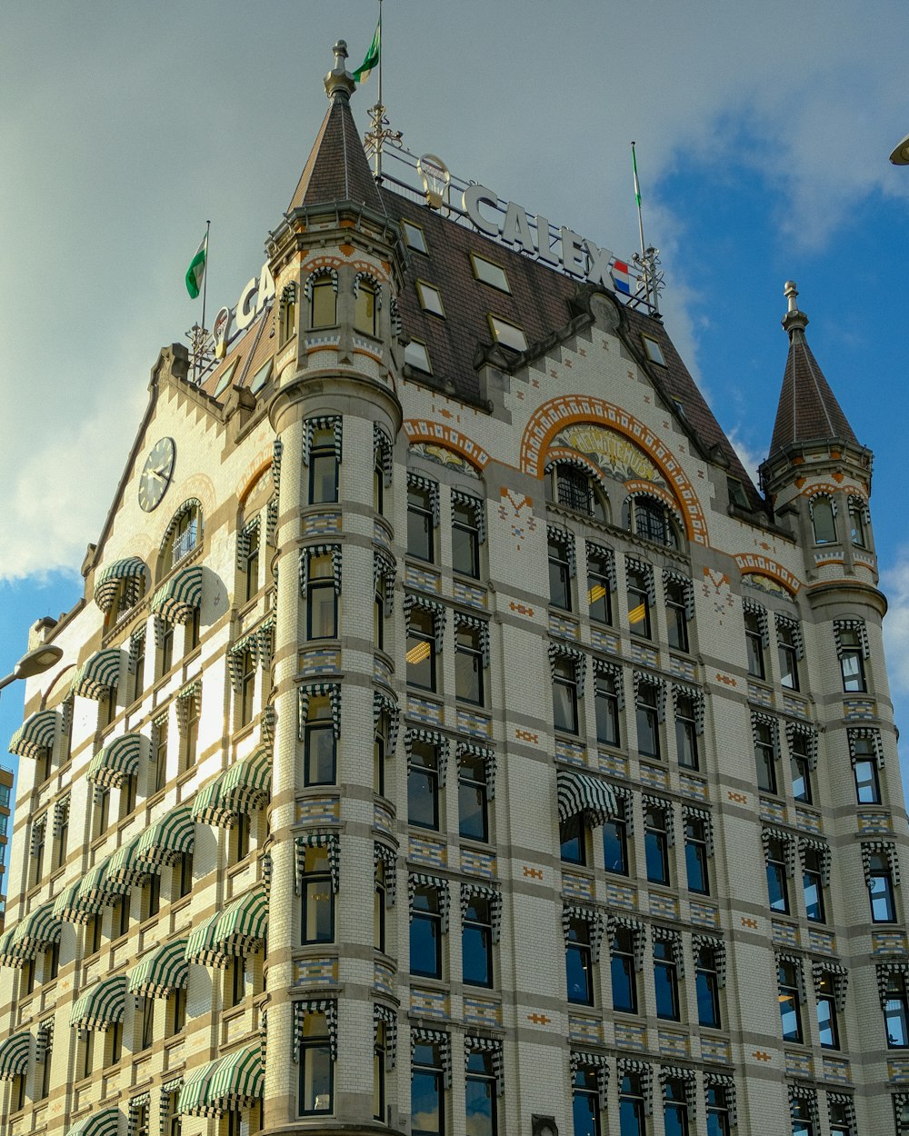 a large building with a clock on the top of it