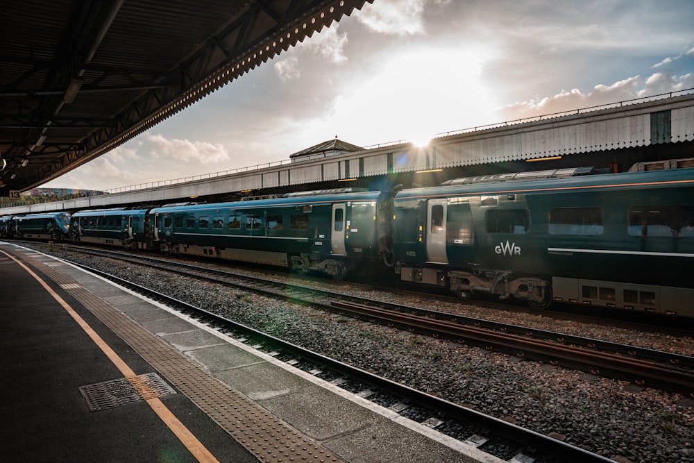 a train is pulling into a train station