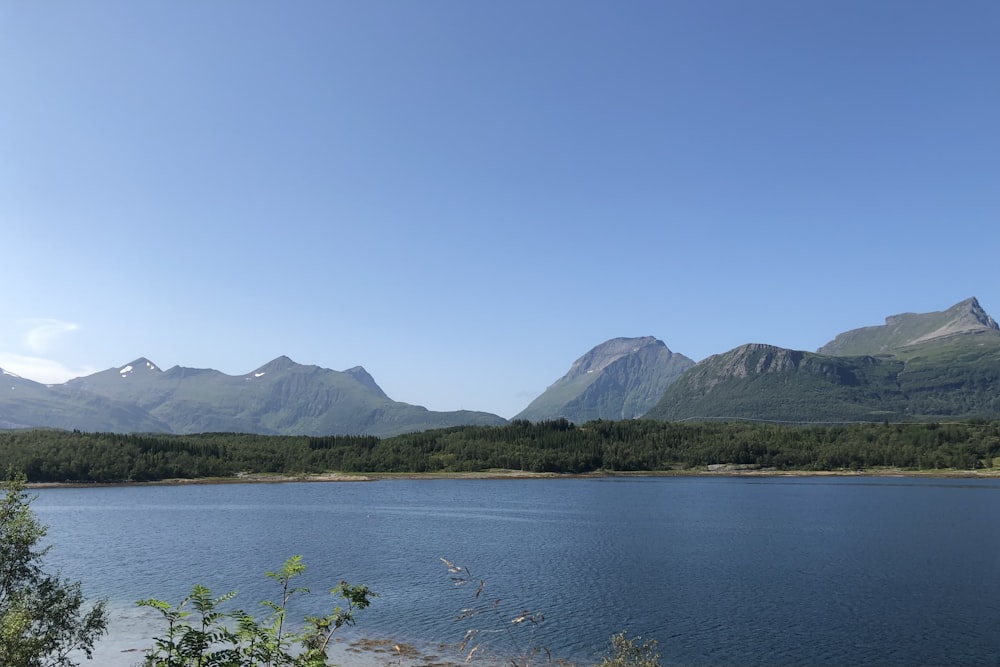 a large body of water surrounded by mountains