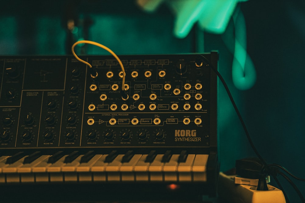 a close up of a keyboard and a microphone