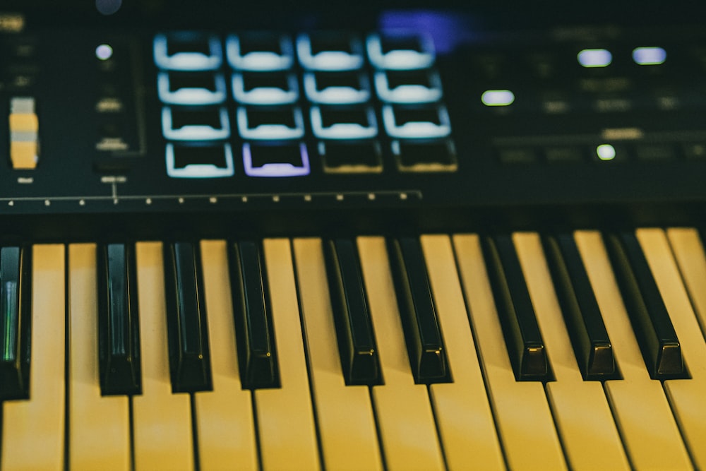 a close up of a keyboard with many keys