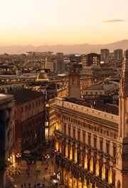 a view of a city at night from a tall building