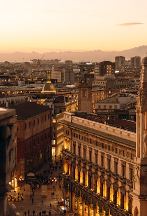 a view of a city at night from a tall building