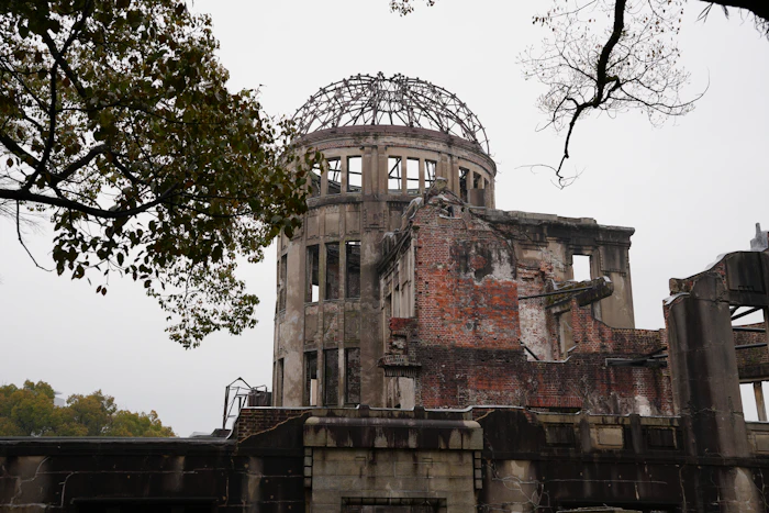 The Atomic Bomb Dome with its steel frame