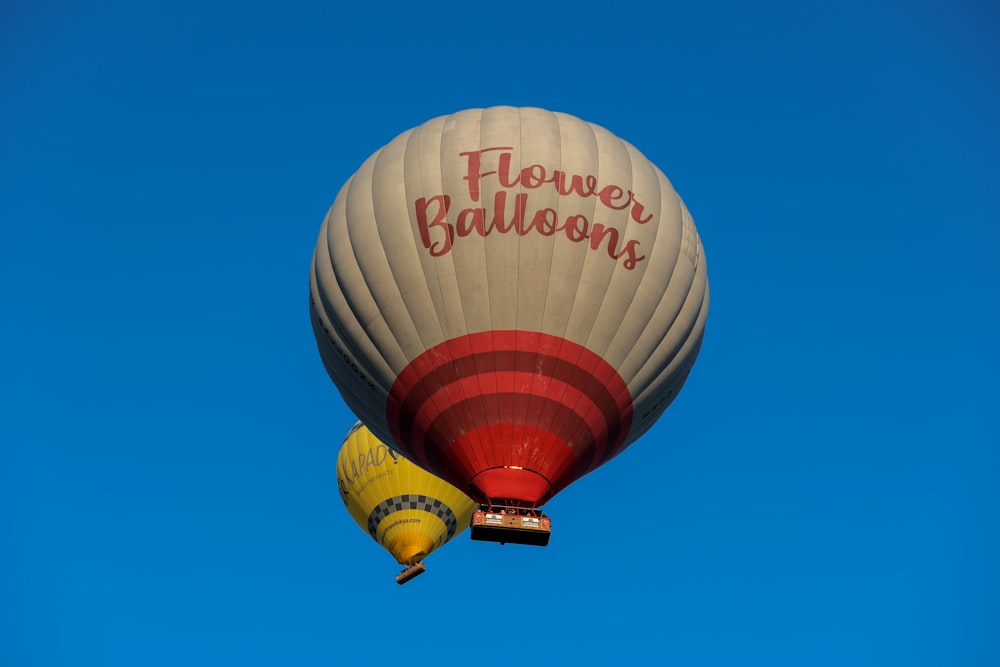 a hot air balloon with the words flower balloons written on it