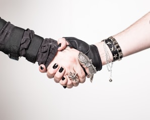 a couple of people that are shaking hands