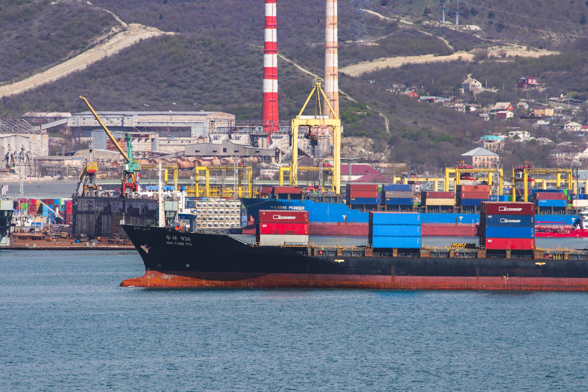 Container ship at port