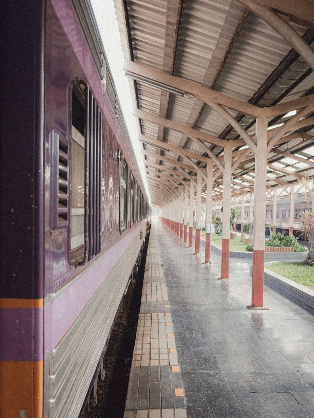 a train is stopped at a train station