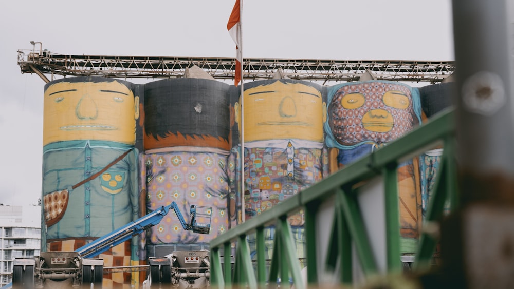 a group of large barrels sitting next to each other