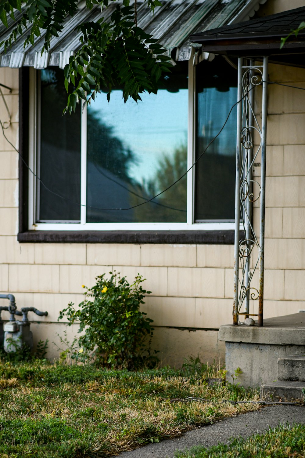 a fire hydrant in front of a house