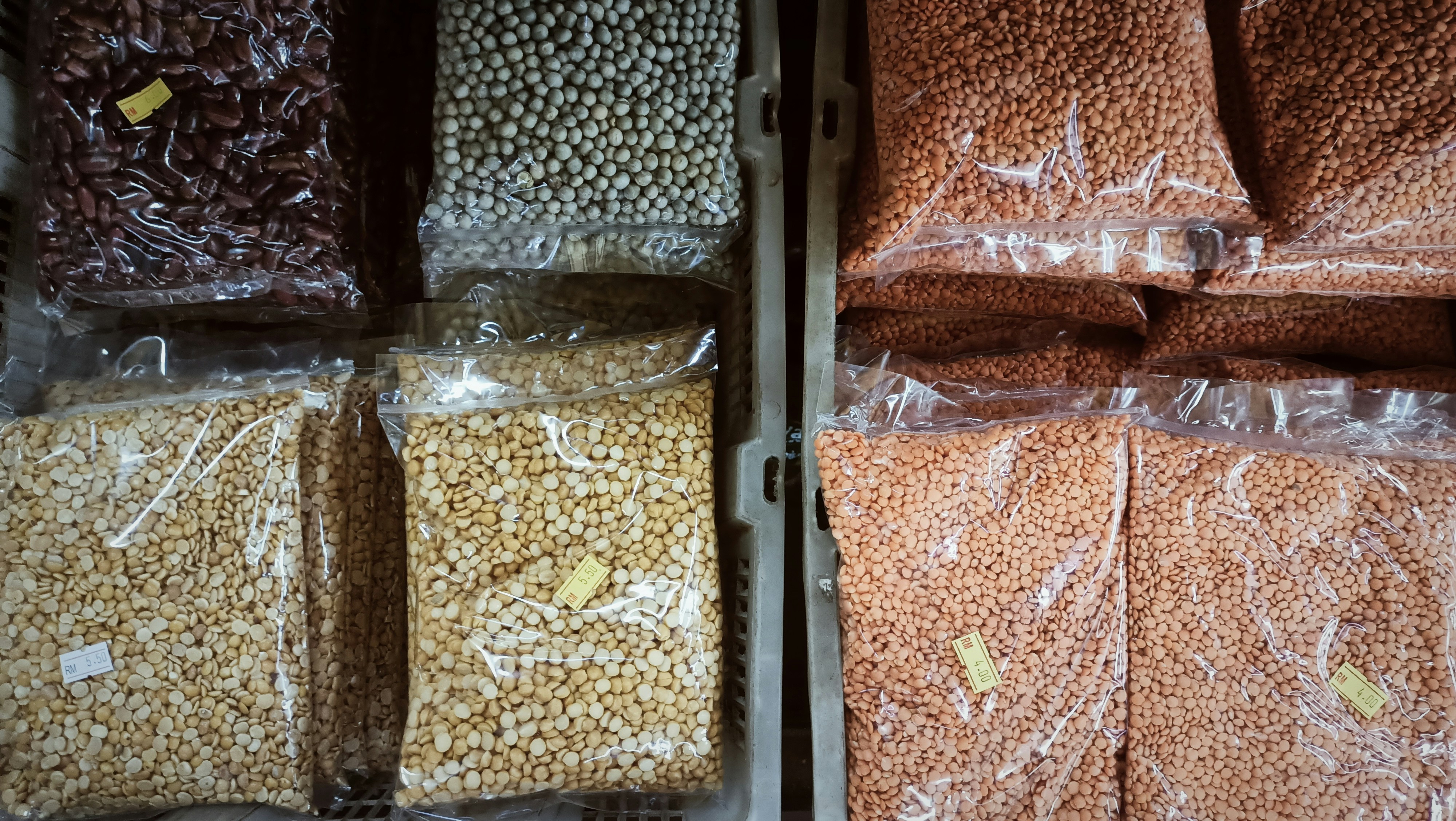 Colorful pulses and lentils in durable flexible packaging with moisture protection