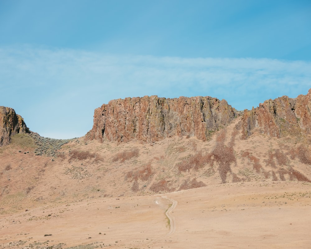 a dirt road in the middle of a desert