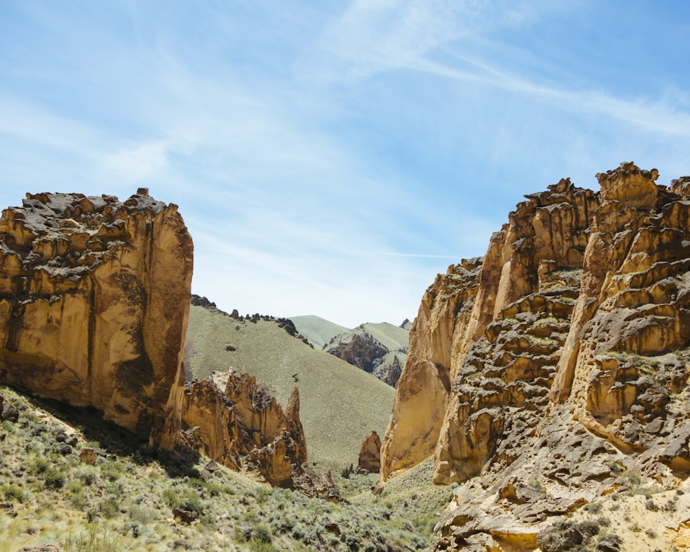 a group of rocks in the middle of a desert