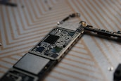 a close up of a broken cell phone