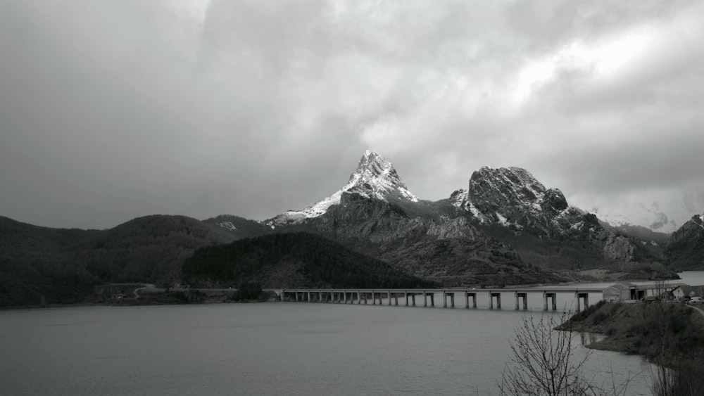 a large body of water surrounded by mountains