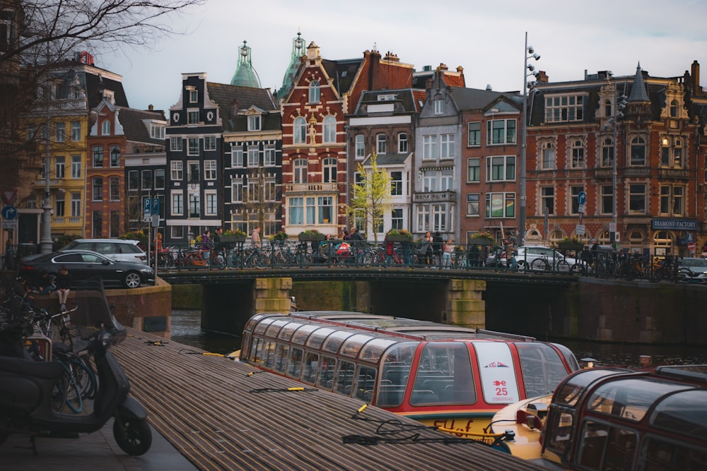 a group of boats that are sitting in the water