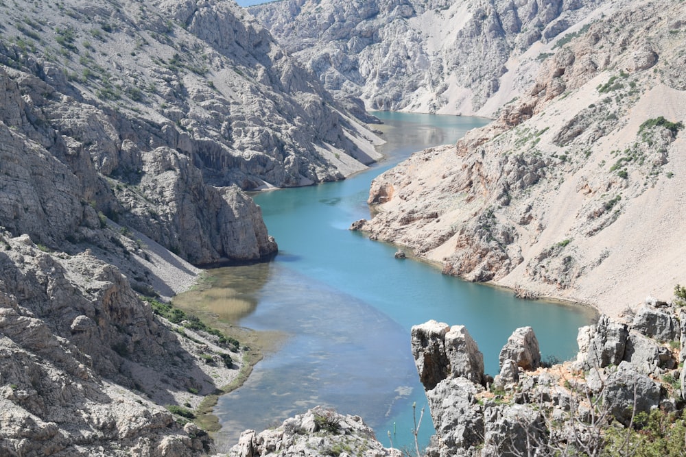 a large body of water surrounded by mountains