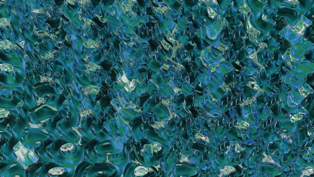 a blue and green background with lots of bubbles