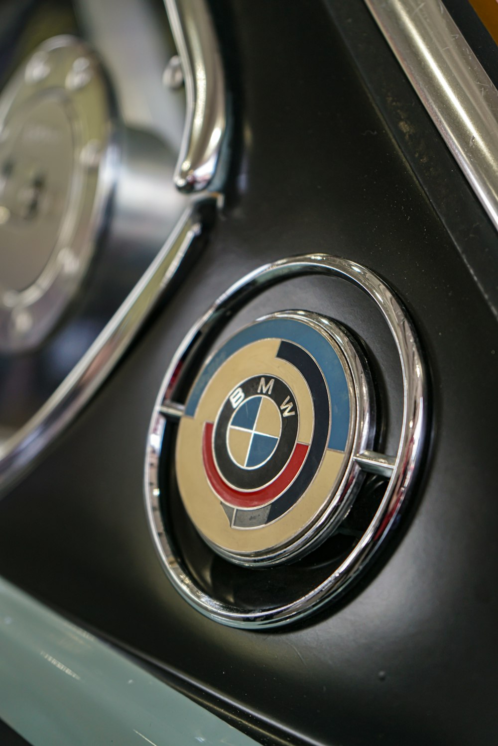 a close up of a bmw emblem on a car