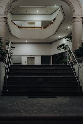 a staircase leading to a second floor of a building