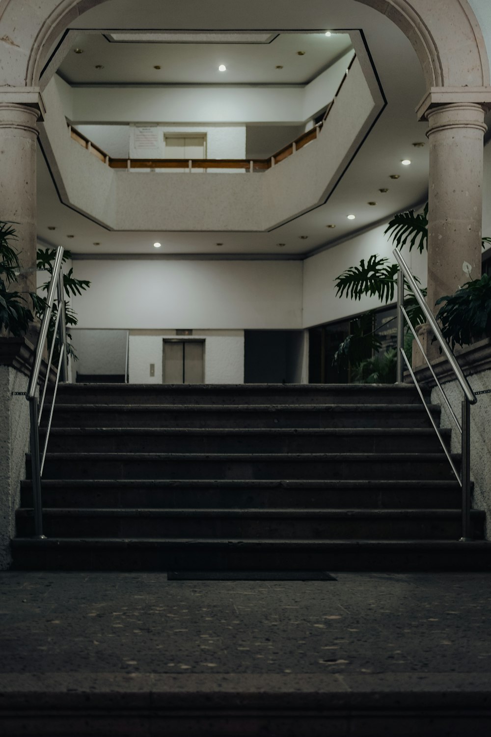 a staircase leading to a second floor of a building