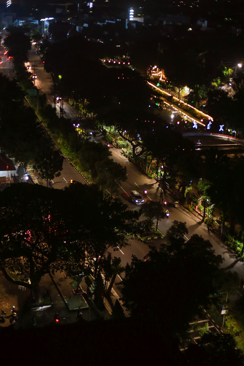 a night time view of a city street