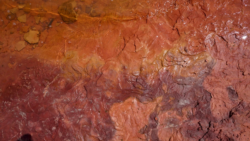 a painting of a red and brown wall