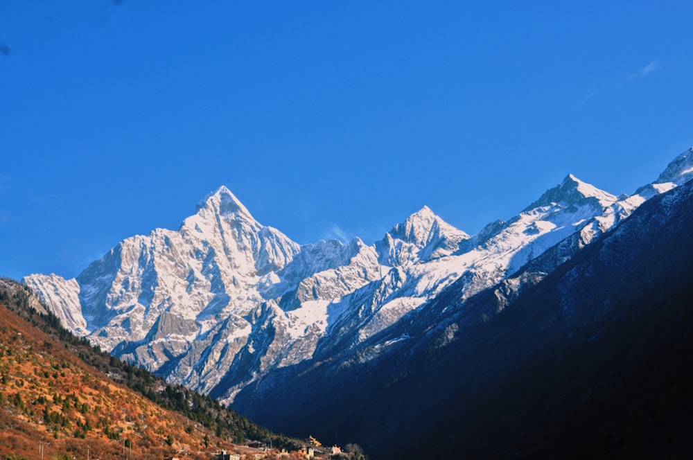 a view of a mountain range from a distance