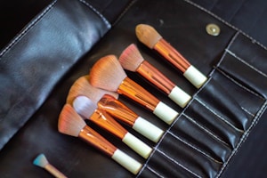 a close up of a set of makeup brushes