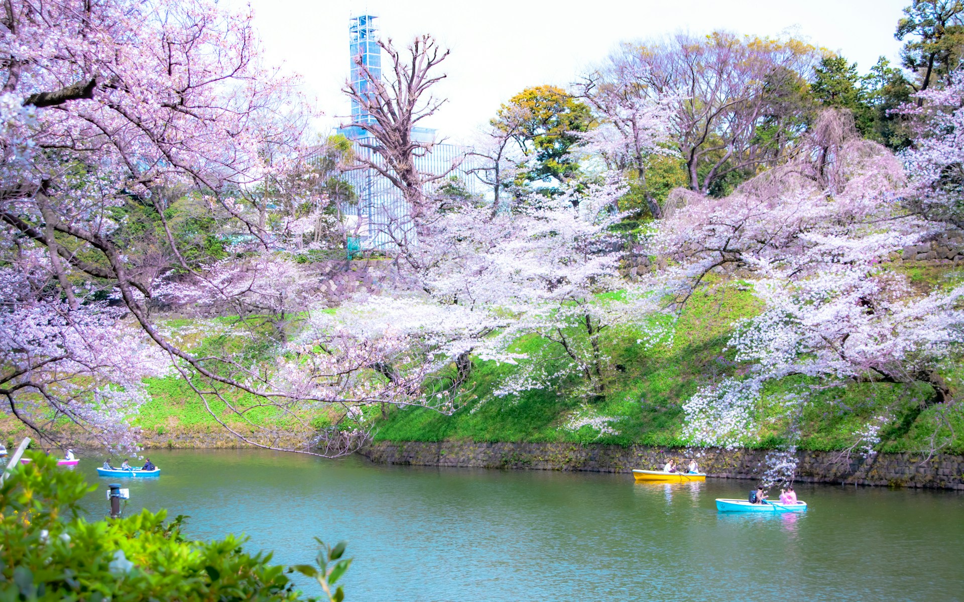 a couple of boats floating on top of a river