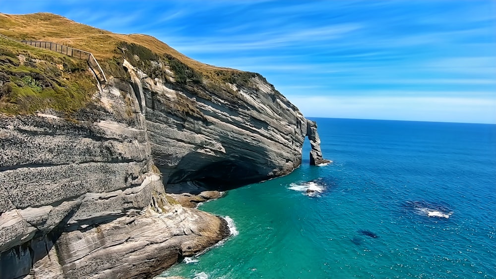 a view of a body of water near a cliff