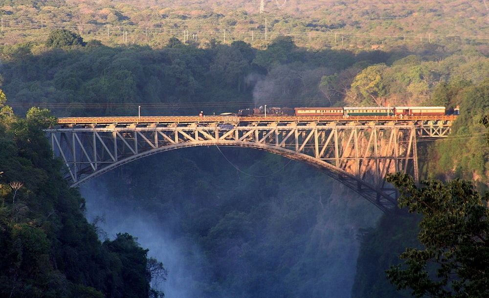 a train crossing a bridge over a river