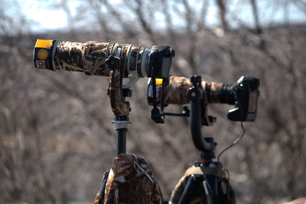 a camera attached to a tripod on a tripod