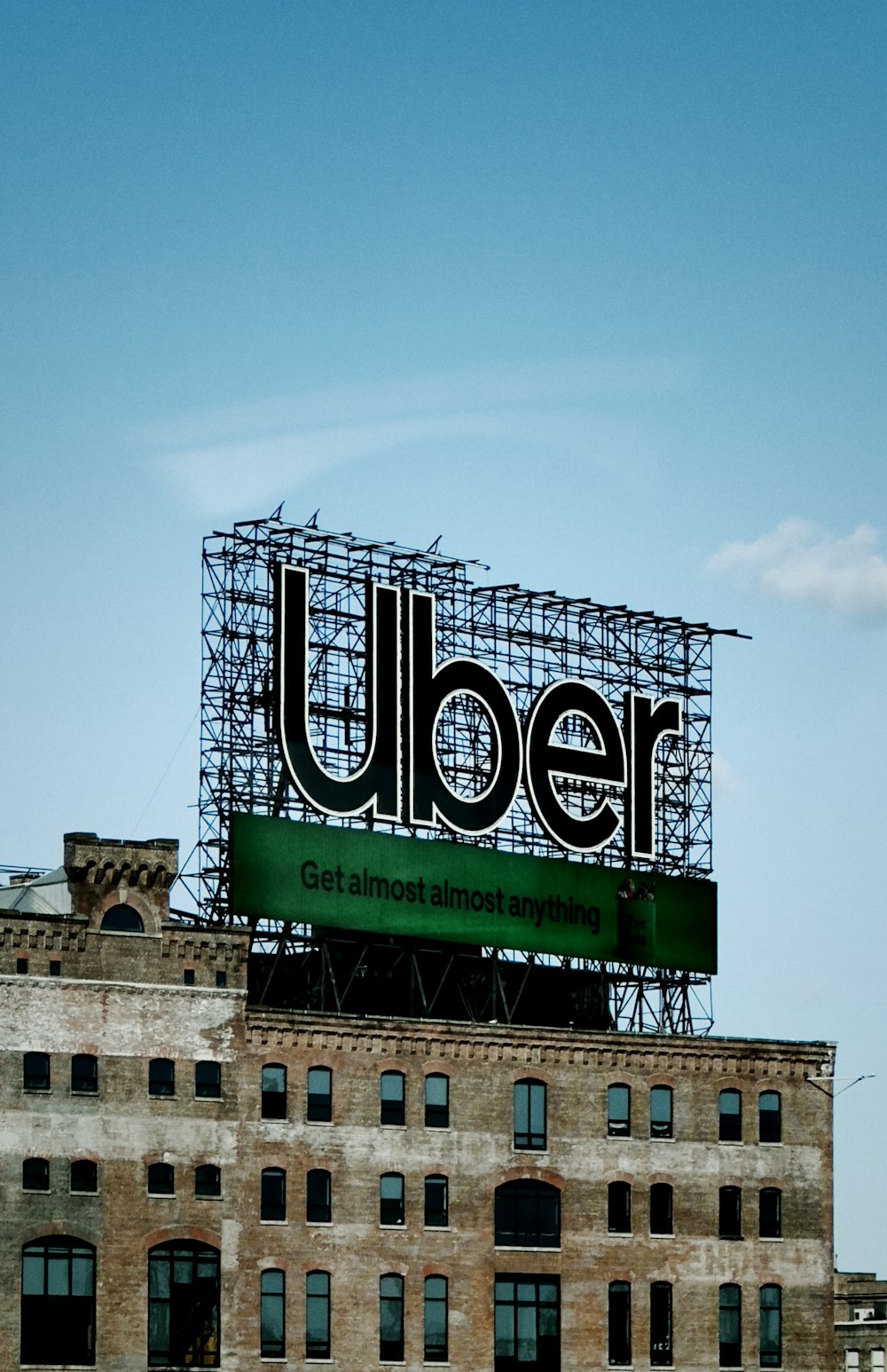 a large sign on top of a large building