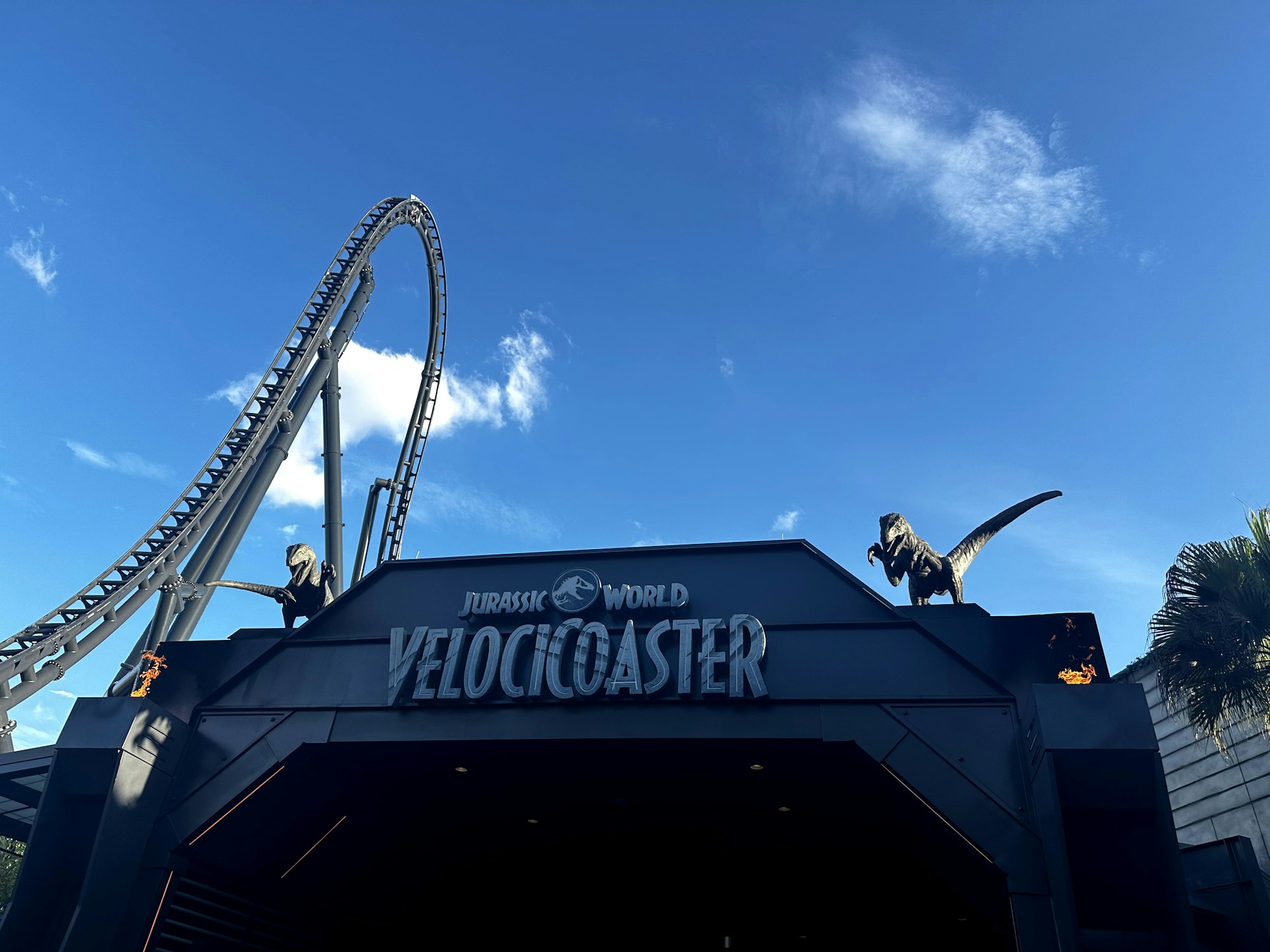 a roller coaster with dinosaurs on top of it