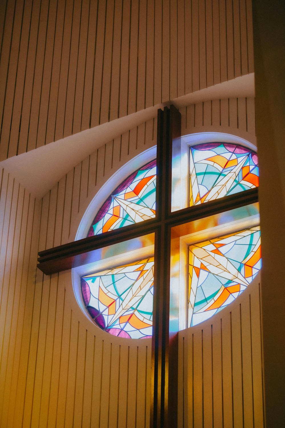 a stained glass window in a church