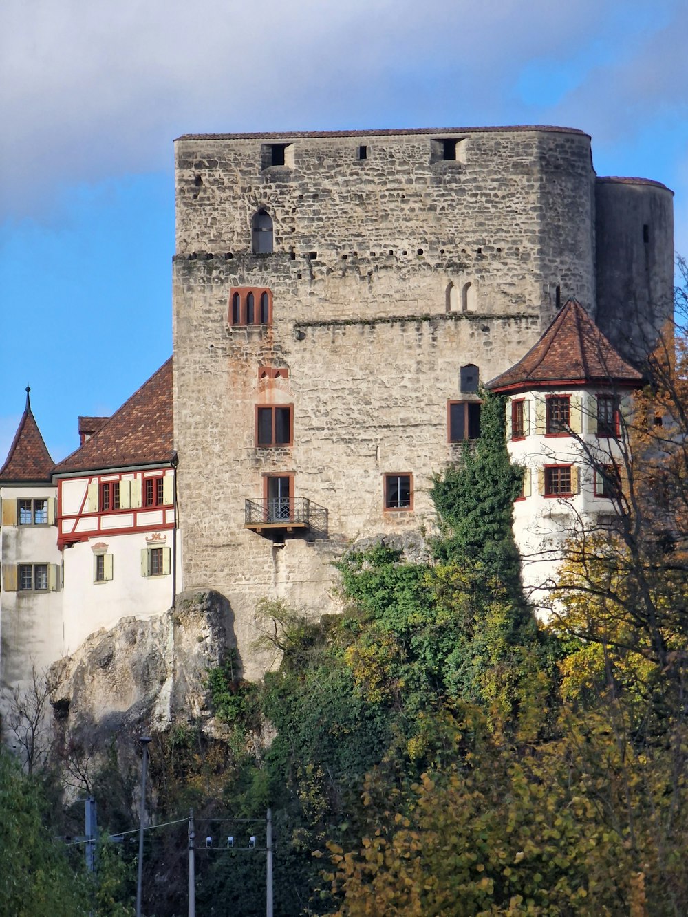 a castle with a clock on the side of it