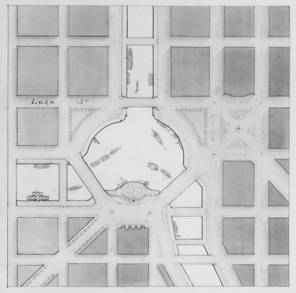 a plan of a parking lot in a city