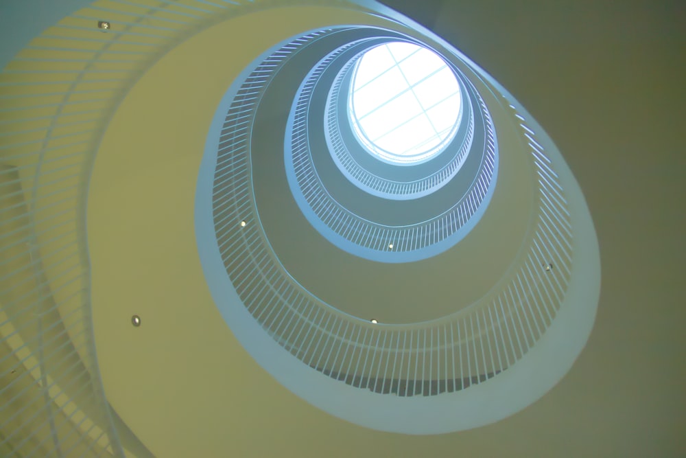 a circular window in the ceiling of a building