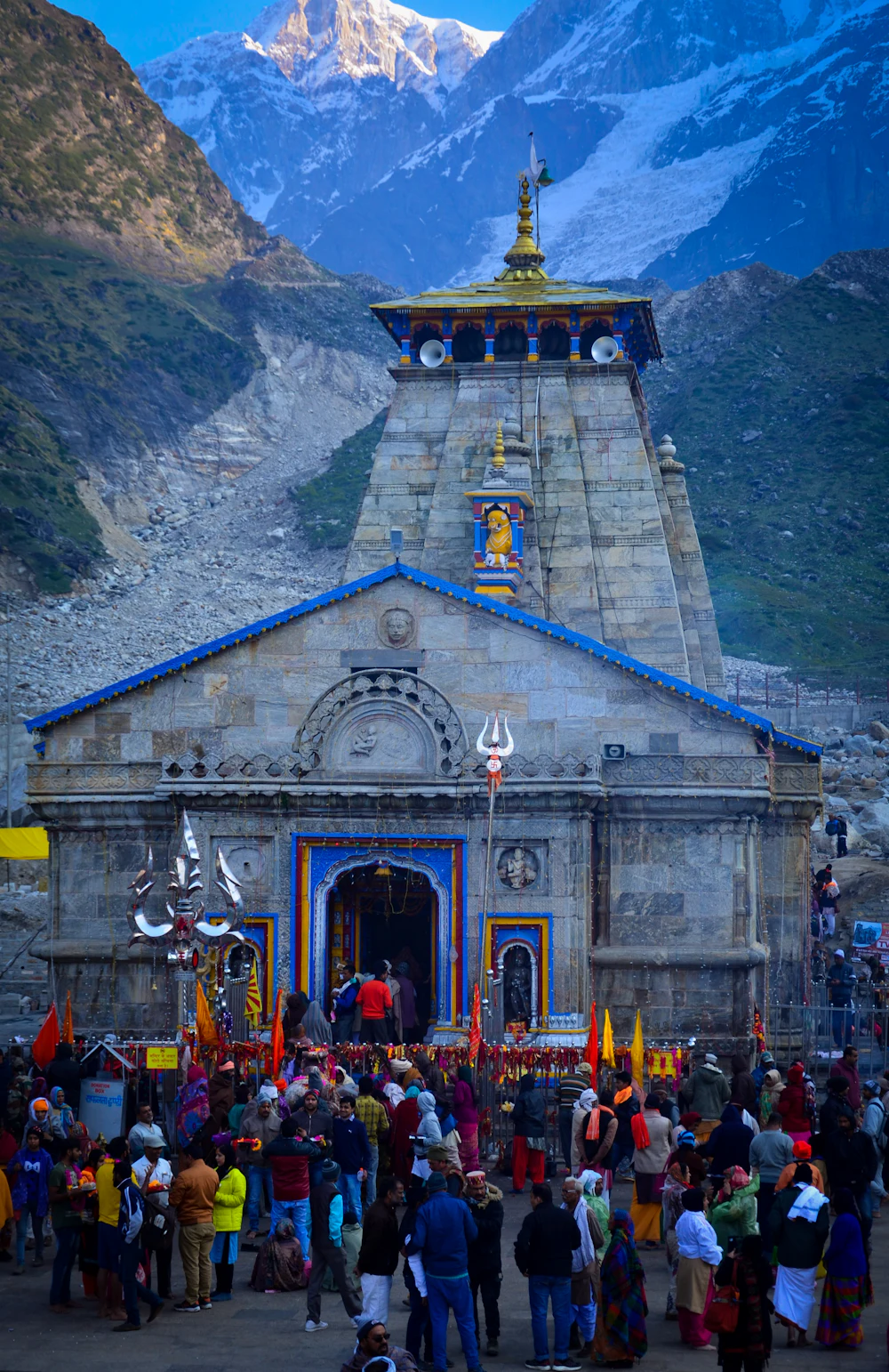 Devotees gathered at temple