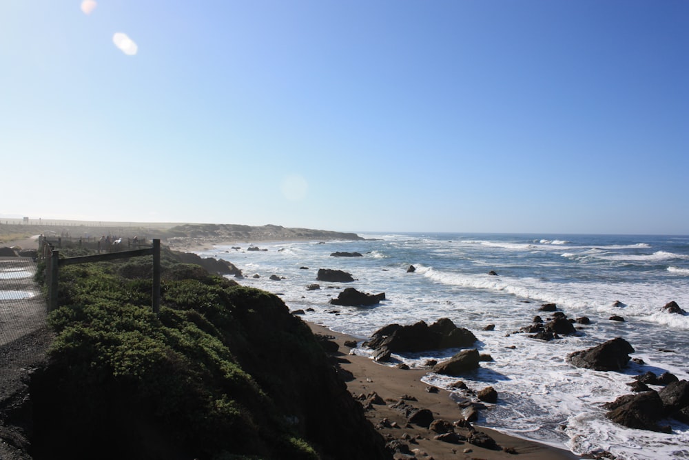 a view of the ocean from a cliff